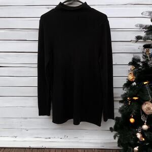 TAHARI Mock Neck Front Pockets
Tunic Wool Blend Sweater L